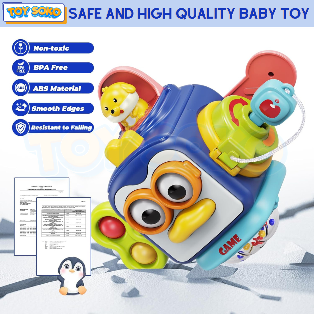 Penguin Travel Toys – 6-in-1  Activity Cube for babies