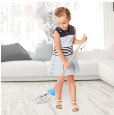 Solid Wood Children's Broom Mop And Dustpan Set