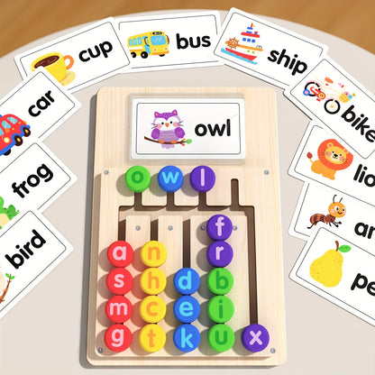 Alphabet Learning Board with 12 Word Cards for Kids