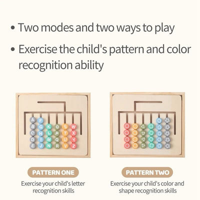 Montessori Wooden Alphabet and Pattern Matching Board – Double-Sided Educational Toy for Letter and Shape Recognition