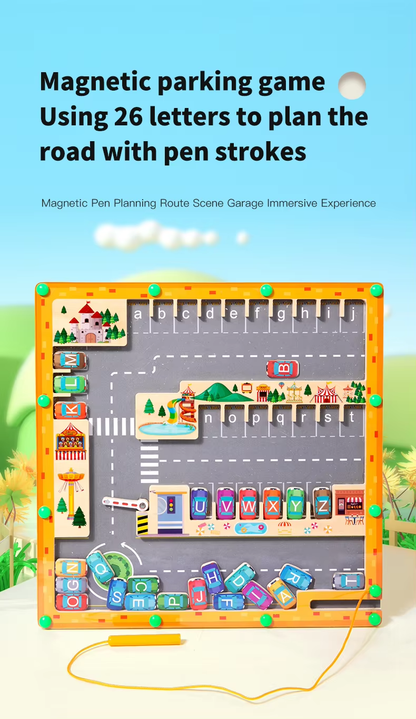 Car Alphabet Magnetic Maze – Uppercase to Lowercase Letter Matching Board