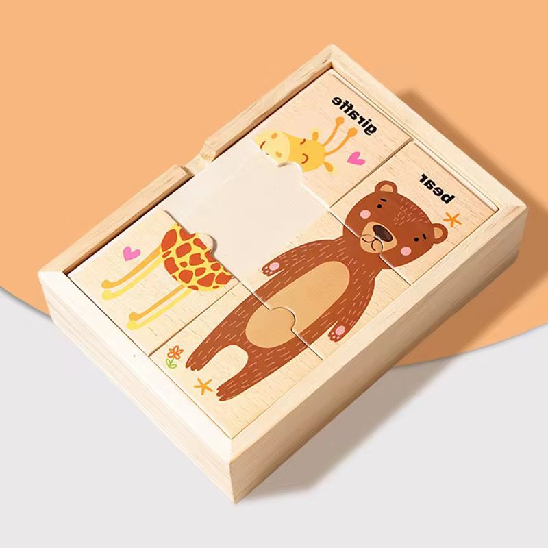 Animal Matching Puzzle Set | 3-Piece Wooden Puzzle with Storage Box