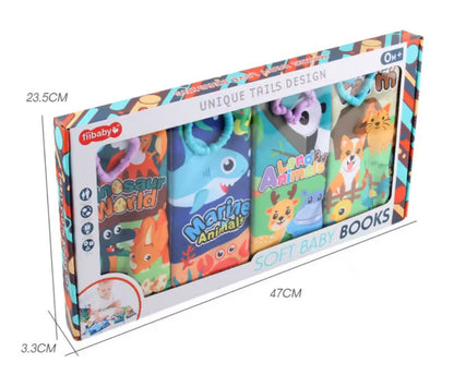 4-in-1 Animal Tails Soft Baby Books - Sensory Cloth Books for Early Learning