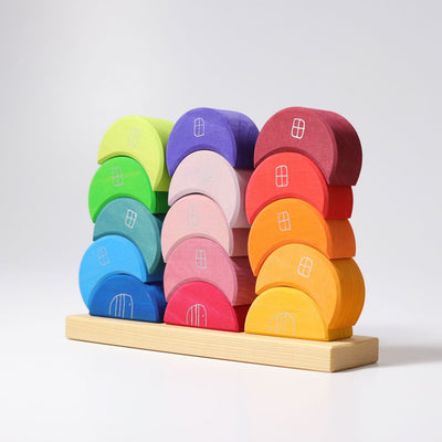 Fidtoy Wooden Moon Stacking Blocks Rainbow Balance Building Toy for Kids