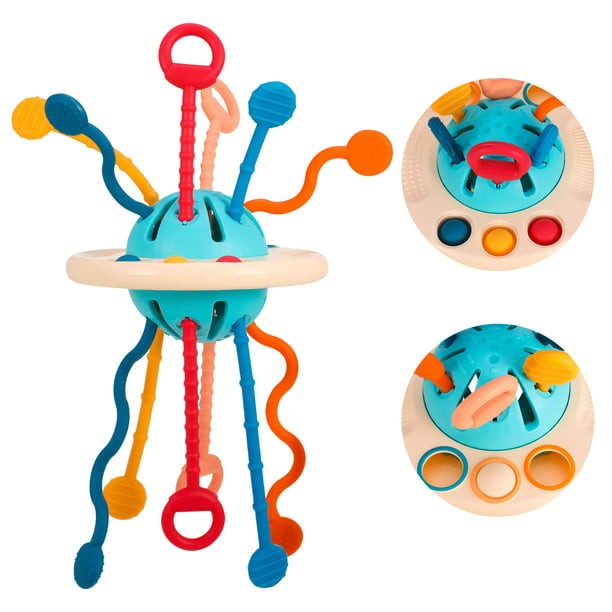 Fidtoy Silicone Pull String Sensory Toy for Babies – Montessori Teething Rattle and Fine Motor Learning Toy