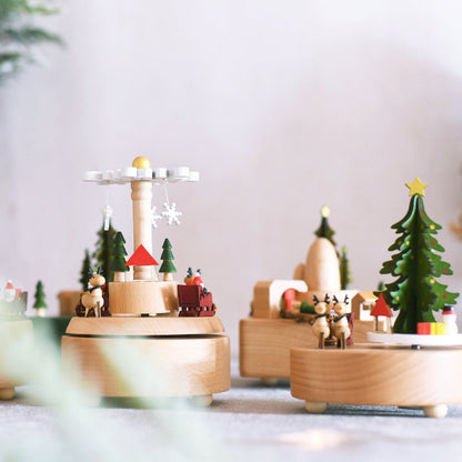 Beginner--Wooden Music Box Christmas Snowflake Decoration Elk