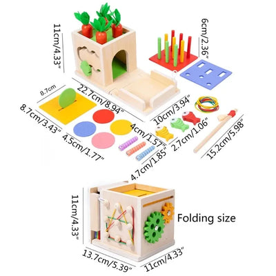 Fidtoy Montessori Wooden Object Permanence Box – 8-in-1 Shape Sorting Activity Toy for Toddlers