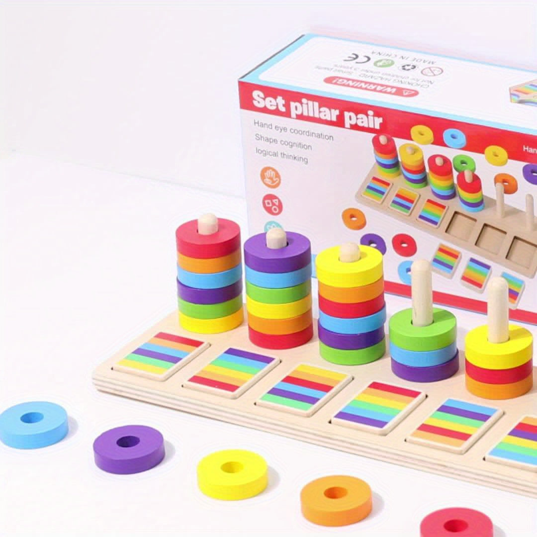 FRCOLOR Set De 2 Torres De Hanoi De Madera – Rompecabezas Intelectual Para Adultos Y Niños, Juguete Educativo Y Creativo Para Desarrollo Mental