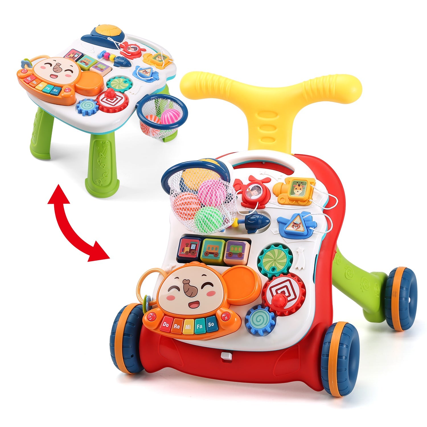 CUTE STONE Infant Toys, 2 in 1 Baby Sit-to-Stand Learning Walker, Early Educational Child Activity Center