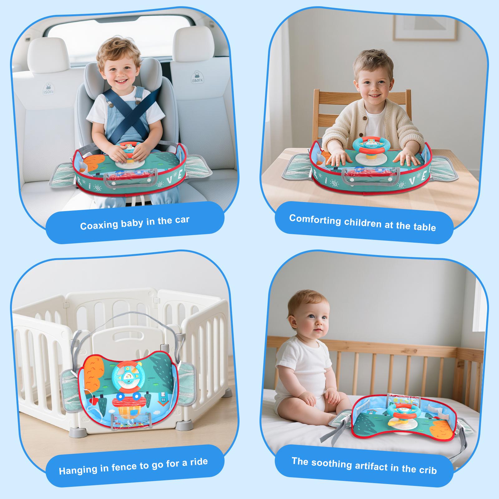 Kids Steering Wheel Toy with Lights and Music Interactive Driving Simulation Playset for Toddlers, Travel Entertainment with Horn and Gear Shift Fun Gift for Boys Girls