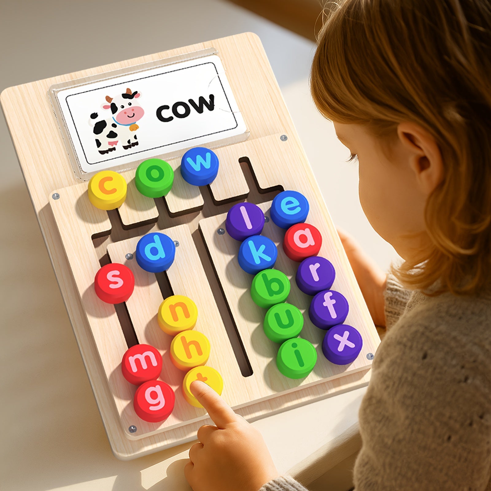 Alphabet Learning Board with 12 Word Cards for Kids