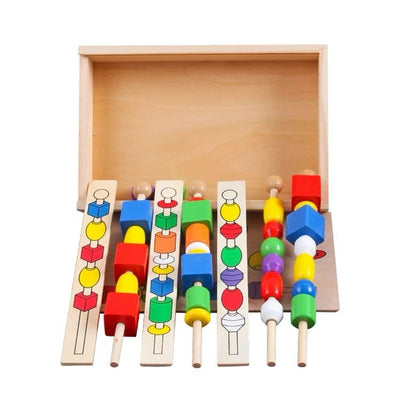 Wooden Bead Stacking and Pattern Matching Game – Fine Motor and STEM Learning Toy