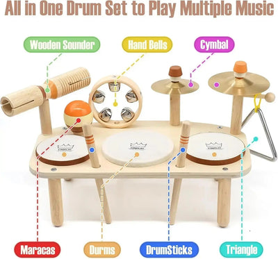 Rhythm Station – Table Musicale et Set de Tambours en Bois 11-en-1