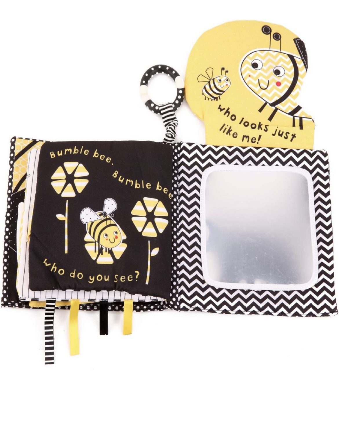 Bumble Bee High Contrast Baby Soft Book – Black and White Sensory Crinkle Book for Newborns and Infants