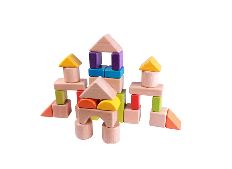 Coloured wooden blocks box - Educational toy