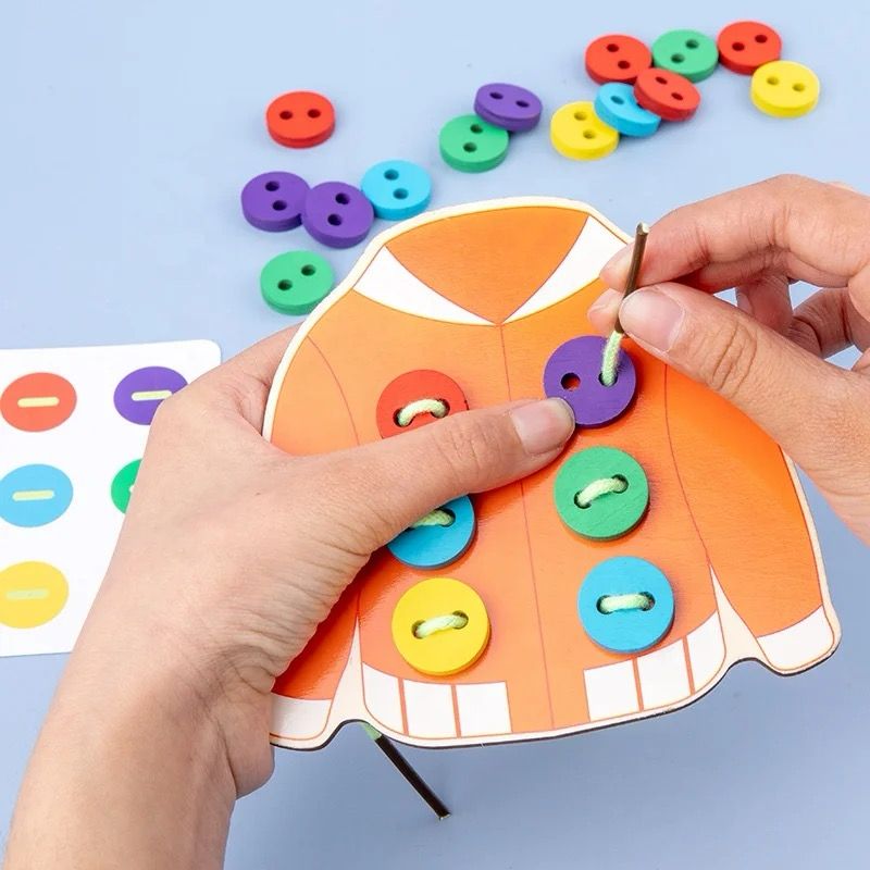 Button Matching and Lacing Set - Fine Motor and Color Sorting Activity