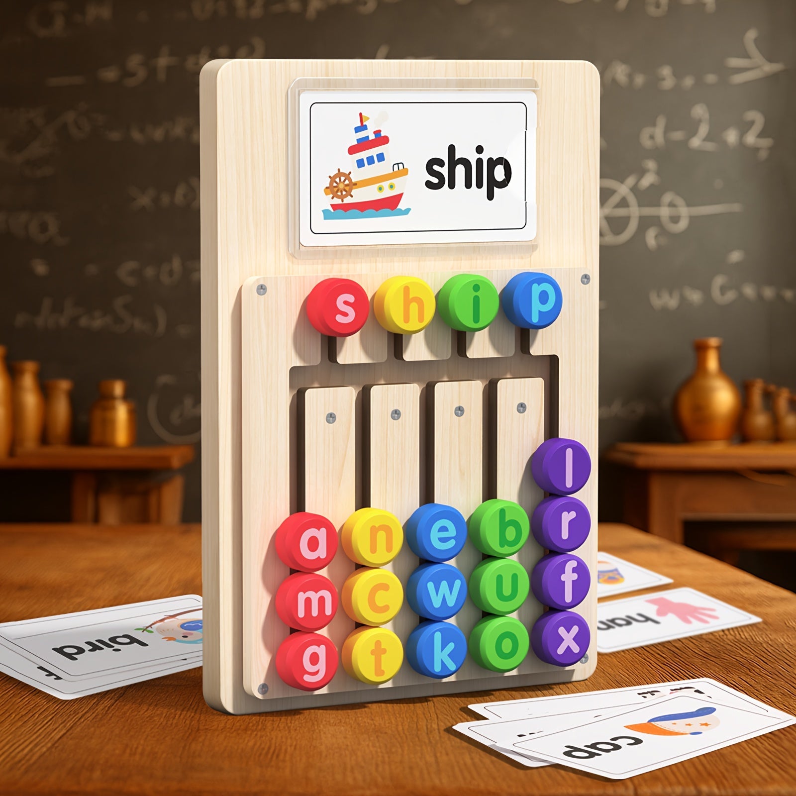 Alphabet Learning Board with 12 Word Cards for Kids