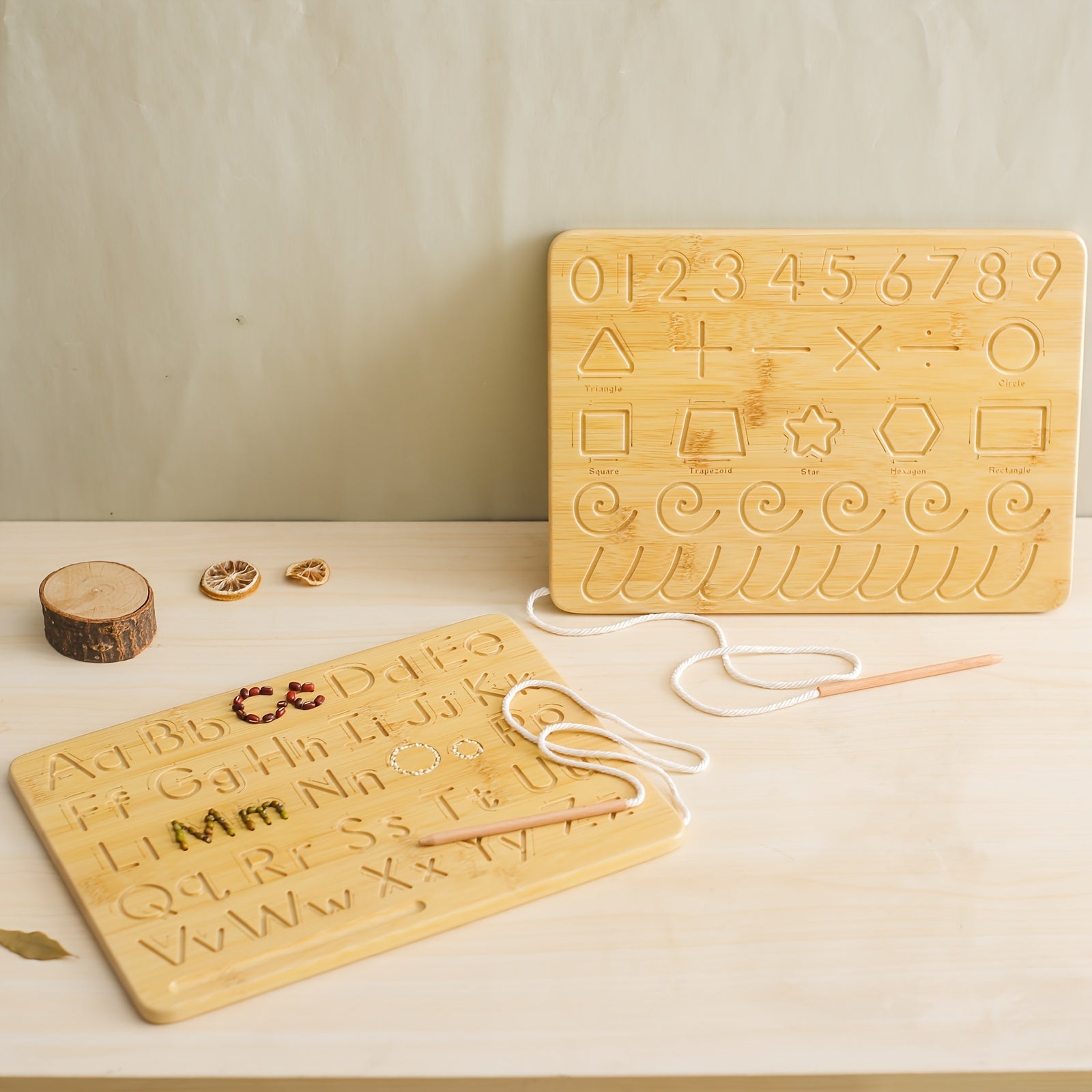 Fidtoy Wooden Alphabet & Number Learning Board | Montessori Learning & Counting Toy for Kids 3+