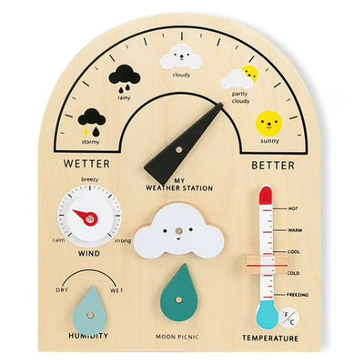 Fidtoy Wooden Weather Station Toy for Kids – Montessori Climate Learning & Parent-Child Interaction