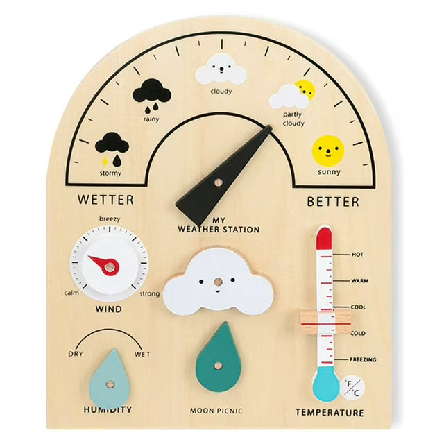 Fidtoy Wooden Weather Station Toy for Kids – Montessori Climate Learning & Parent-Child Interaction