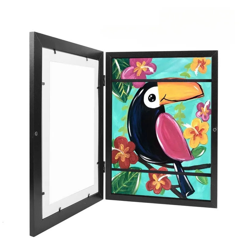 Fidtoy Frame for Children's Drawings – Large Capacity Magnetic Front Art Display for Kids