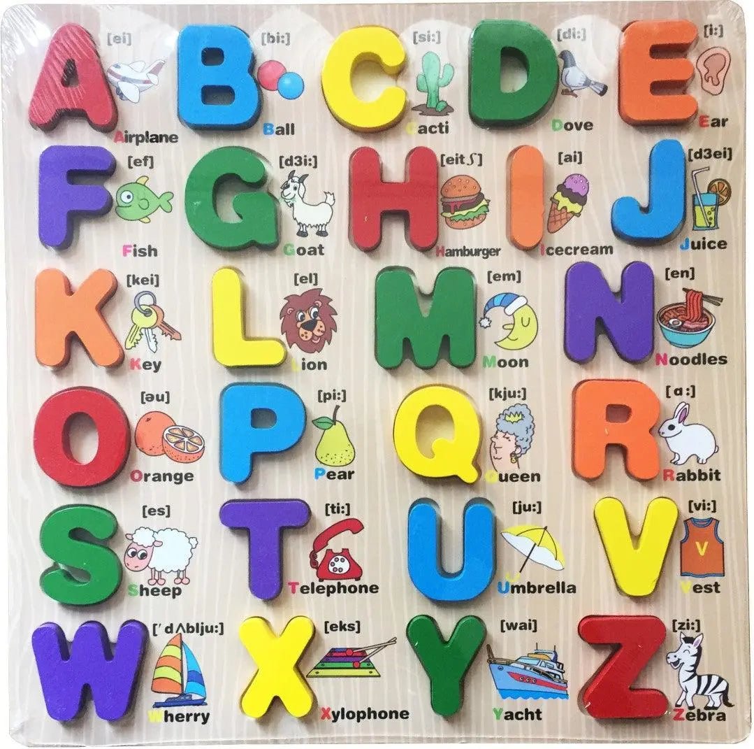 Capital ABCD 3D Wooden Alphabet Board with Illustrated Prints