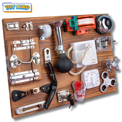 Carbon Grey Busy Board – learning toys for 4 year olds