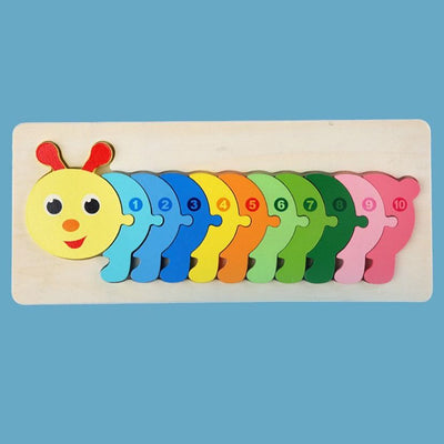 Fidtoy Puzzle en bois chiffres animaux Jouet Montessori pour enfants