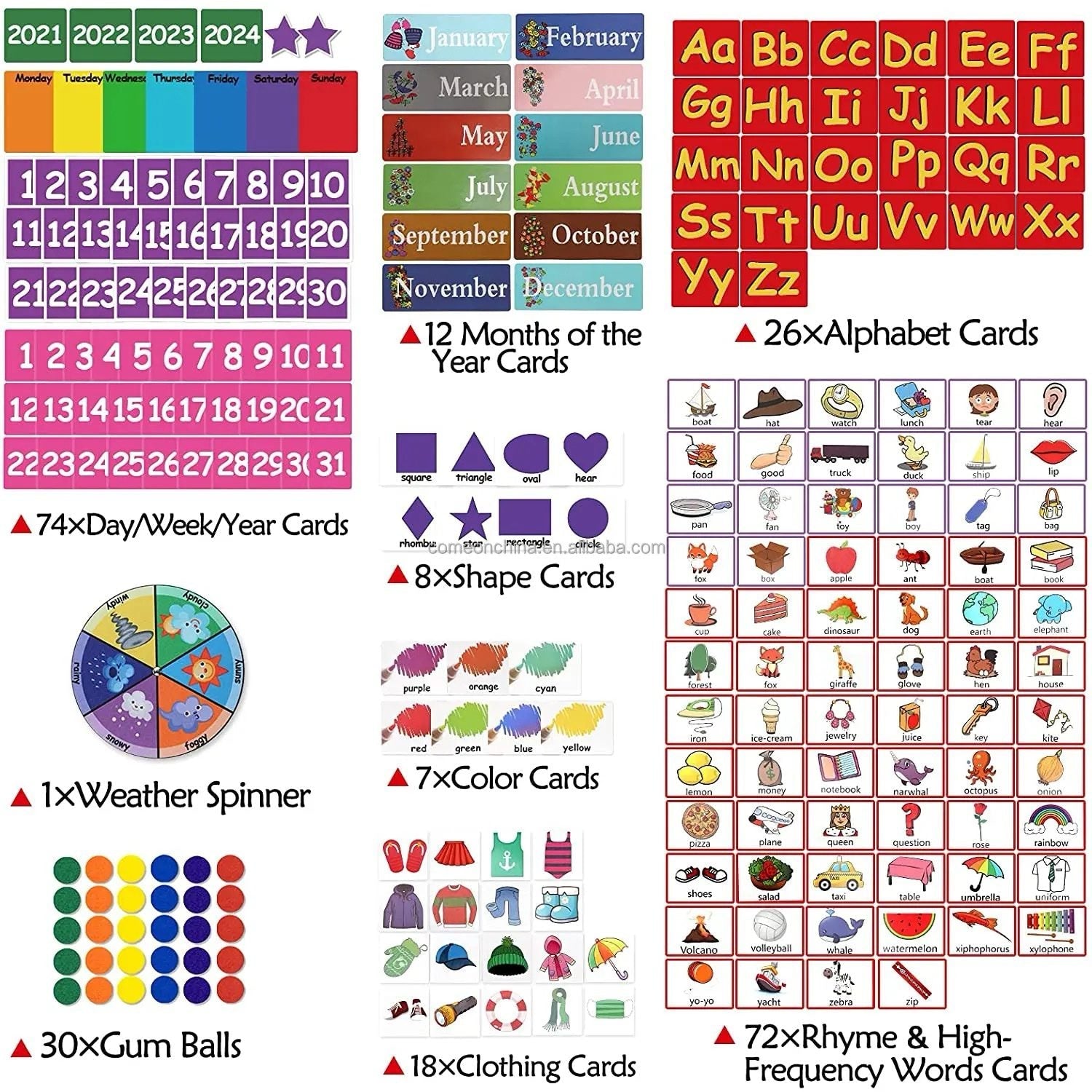 221-Piece Circle Time Wall Chart - Interactive Learning Board for Classrooms, Homeschool and Daycare Circle Time