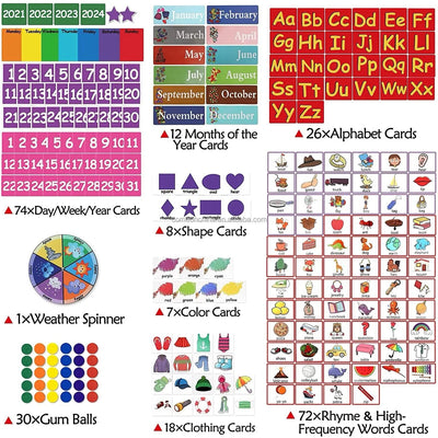 221-Piece Circle Time Wall Chart - Interactive Learning Board for Classrooms, Homeschool and Daycare Circle Time