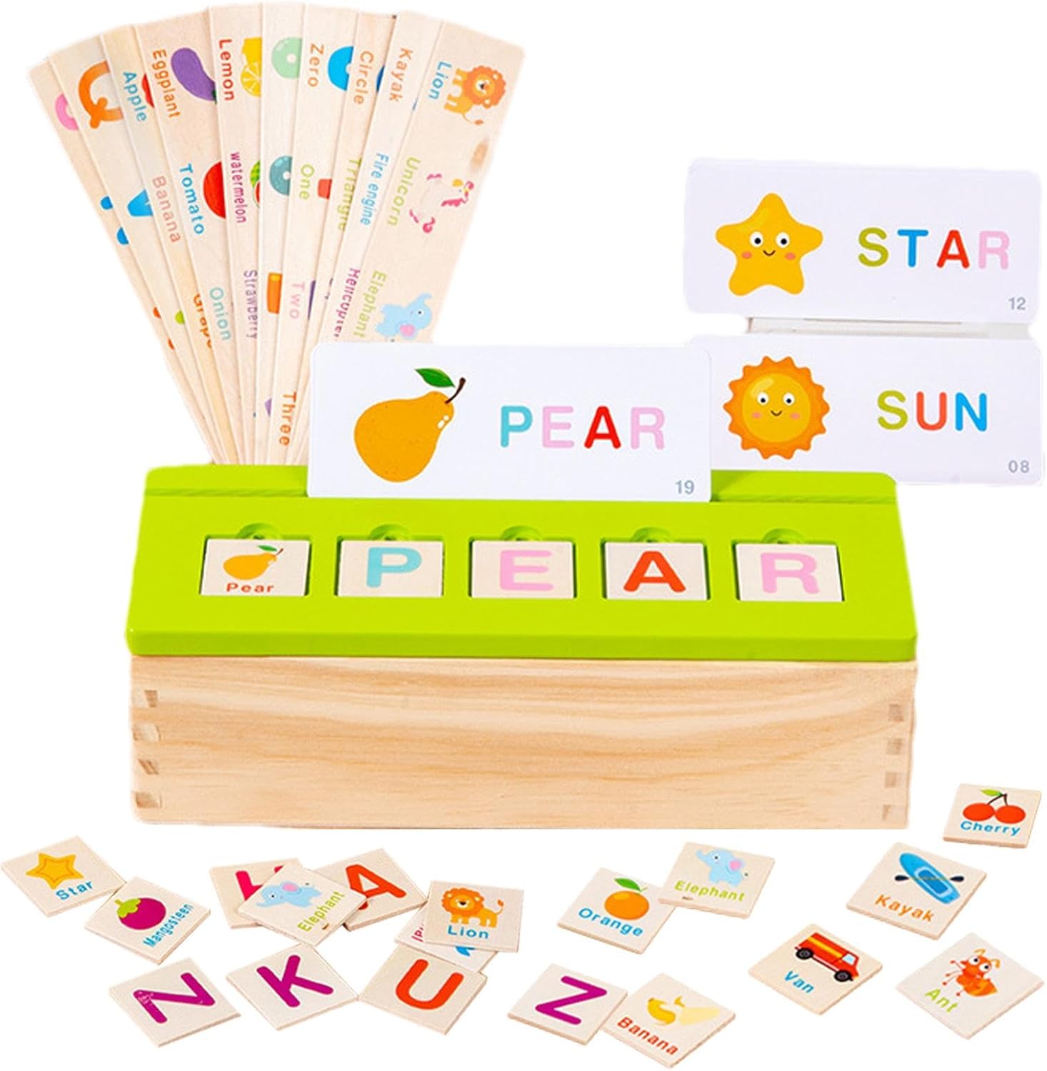 Wooden Knowledge Classification Objects Matching and Flash Cards Box - 048