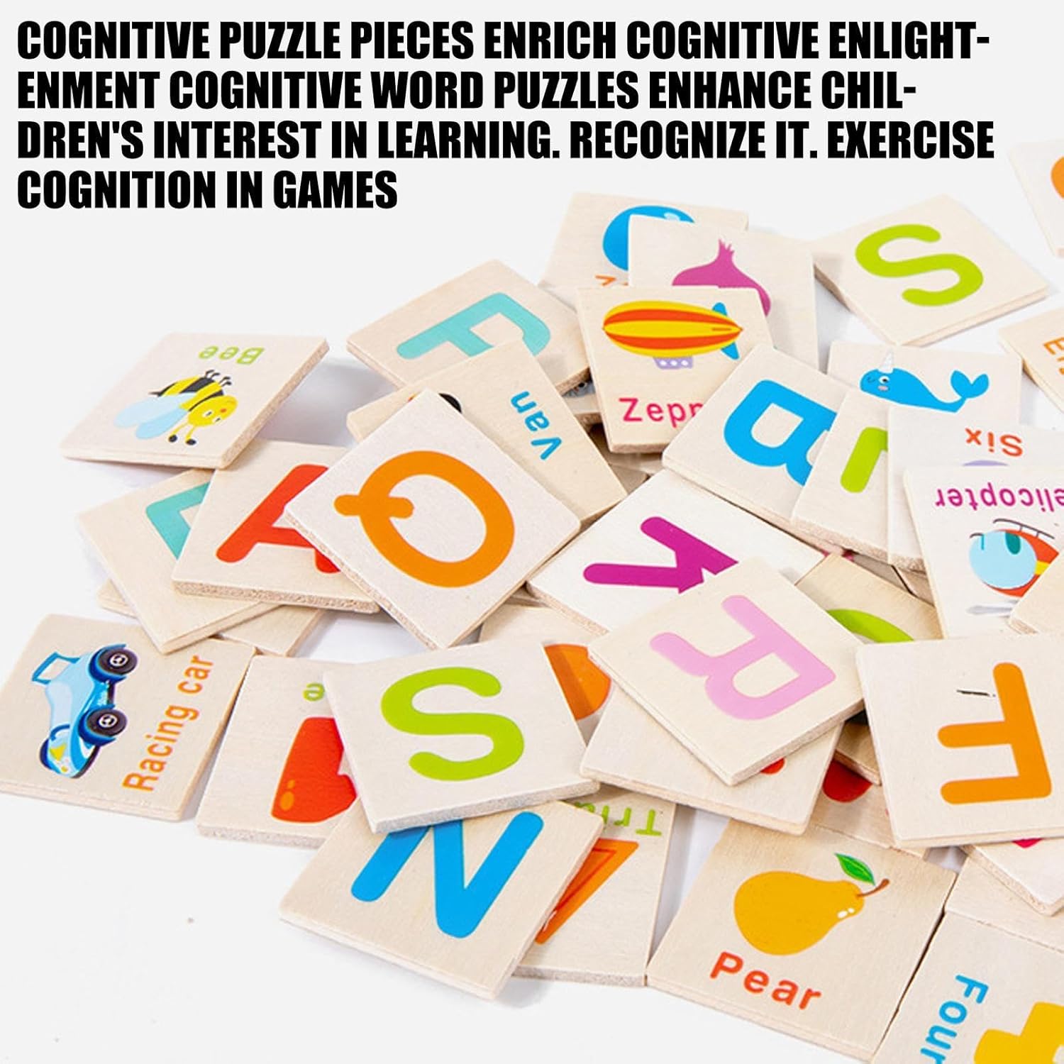 Wooden Knowledge Classification Objects Matching and Flash Cards Box - 048