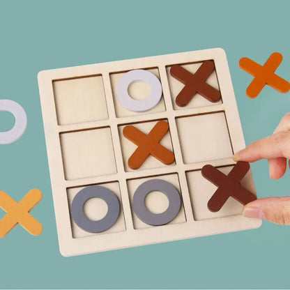 Wooden Tic Tac Toe Game – Classic Strategy Puzzle for Kids and Families