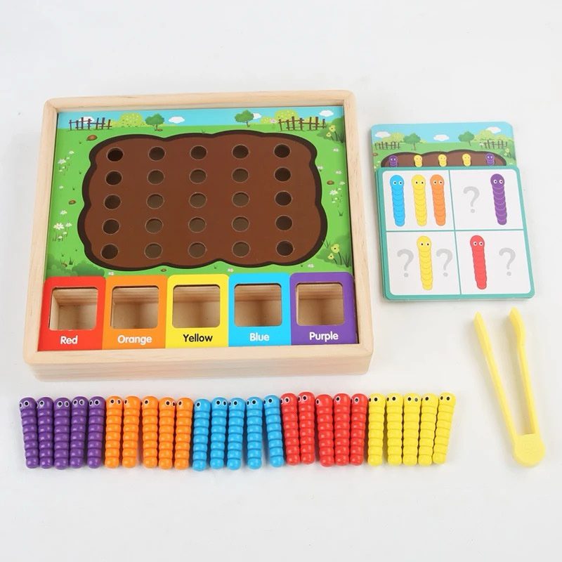 Montessori Worms Color Sorting and Matching Activity – Fine Motor Toy for Toddlers