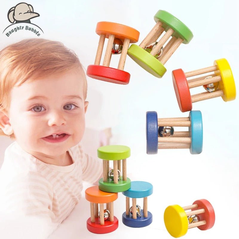Hochet en bois coloré pour bébé de 0 à 12 mois - 1 pièce