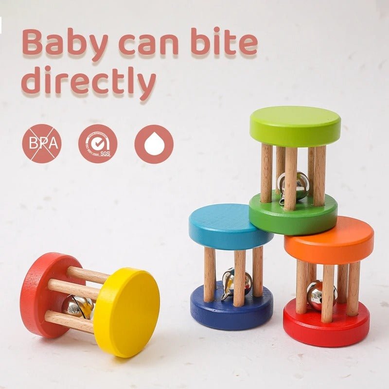 Hochet en bois coloré pour bébé de 0 à 12 mois - 1 pièce