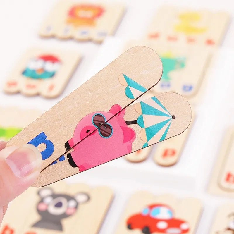 Word Forming Game with Popsicle Sticks – Wooden Puzzle for Spelling and Letter Recognition