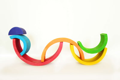 Fidtoy Apilador Arcoíris de Madera para Niños Pequeños con 6 Arcos