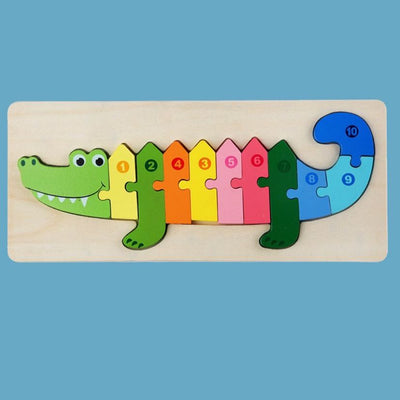 Fidtoy Puzzle en bois chiffres animaux Jouet Montessori pour enfants