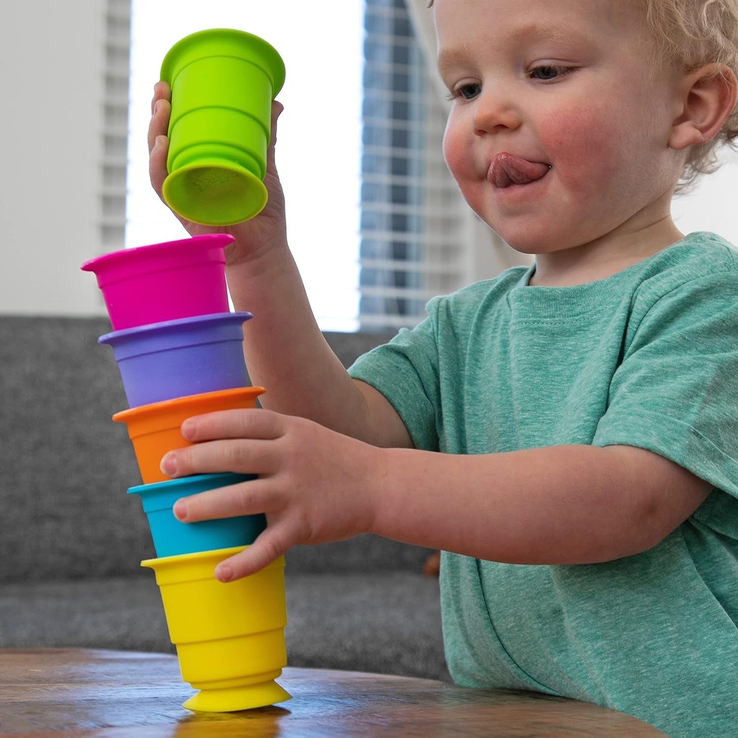 Colorful Soft Rubber Stacking Cups - 6 pieces