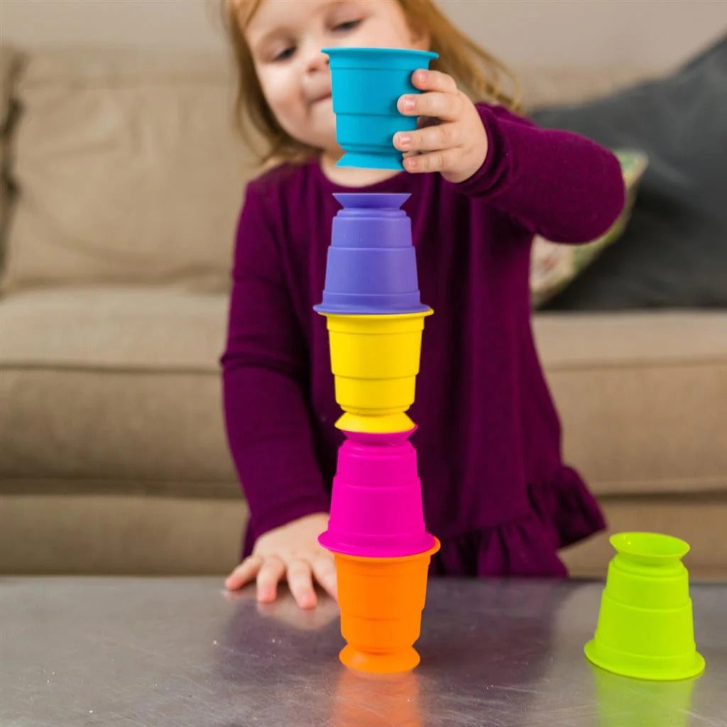Colorful Soft Rubber Stacking Cups - 6 pieces