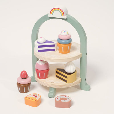 Fidtoy Juego de apilamiento de magdalenas de madera - Juguete de simulación para niños pequeños