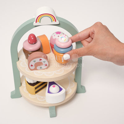 Fidtoy Juego de apilamiento de magdalenas de madera - Juguete de simulación para niños pequeños