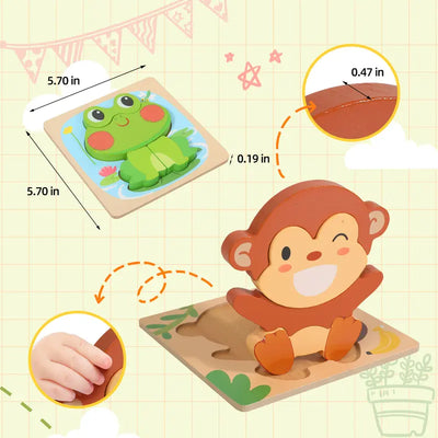 Jeu de Puzzles en Bois Épais MiniMind™ - Jouets d'Apprentissage Montessori pour Tout-Petits