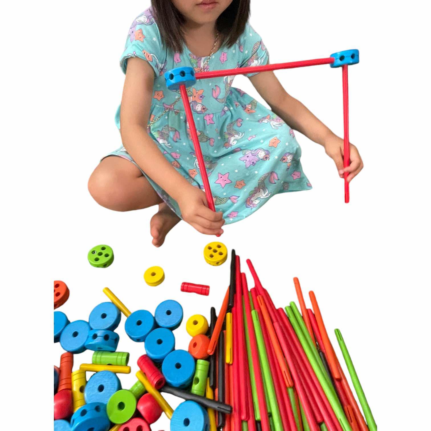 130+ pcs Large Wooden Tinker Toy Building Set construction Blocks Best Kids Open-Ended Toys