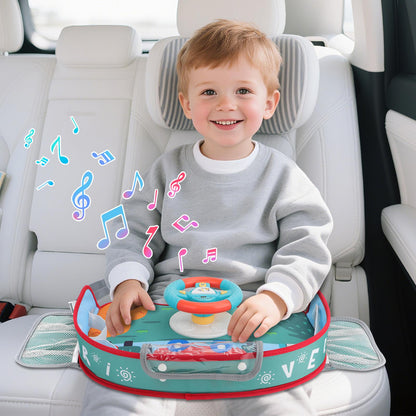 Kids Steering Wheel Toy with Lights and Music Interactive Driving Simulation Playset for Toddlers, Travel Entertainment with Horn and Gear Shift Fun Gift for Boys Girls