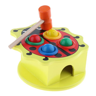 Fidtoy Wooden Pounding Animal Hammering Ball Set Montessori Fine Motor Color Recognition Toy for Kids Ages 3+