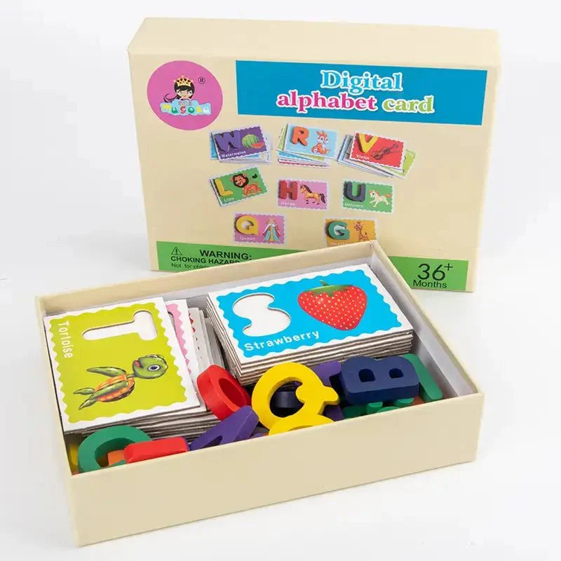 Digital Alphabet card game – Numeric wooden pieces