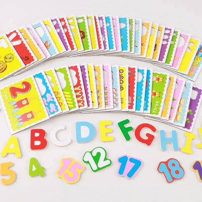 Digital Alphabet card game – Numeric wooden pieces