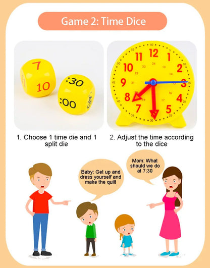 Digital Clock Time Learning Kit – Interactive Time-Telling Toy with Matching Cards and Dice